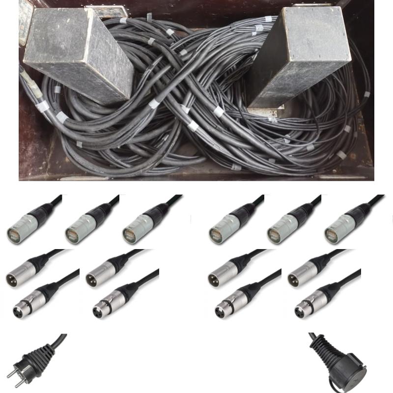 Multipaire 3xCAT6E blindés + 2xCAT5 + 2XLRm/2XLRf > 2XLRf/2XLRm +220V 60m