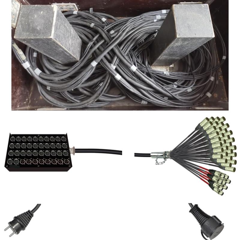 Multipaire box 32XLRf+8XLRm > split 32XLRm+8XLRf +220V 40m